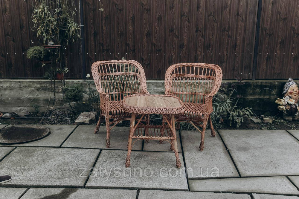 Мебель плетеная на балкон с шестигранным столом | кресла плетеные из лозы | плетеные 2 кресла стол Киев - изображение 1