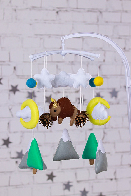 Дитячий мобіль на ліжечко для немовлят WooolyWool «Бізон» Київ - фото 1
