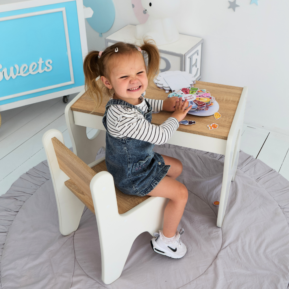 Стульчик в детскую комнату 55×37×33 детский удобный стул для игр, белый с деревом Киев - изображение 16