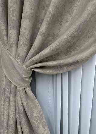 Комплект штор на люверсах VR-Textil Жакард Sultan XO № 1144ш кавово-сірий 150х250 см 2 шт (37-0158) Київ