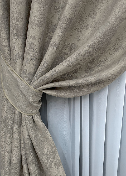 Комплект штор на люверсах VR-Textil Жакард Sultan XO № 1144ш кавово-сірий 150х250 см 2 шт (37-0158) Київ - фото 5