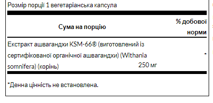 Ашвагандха Swanson Ultimate Ashwagandha 250 mg 60 вег кпс Київ
