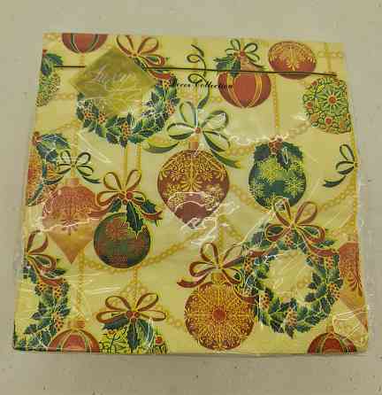 Новорічна серветка (ЗЗХЗ, 20 шт.) LuxyНГ Золотисті прикраси (1 пачка) Харків