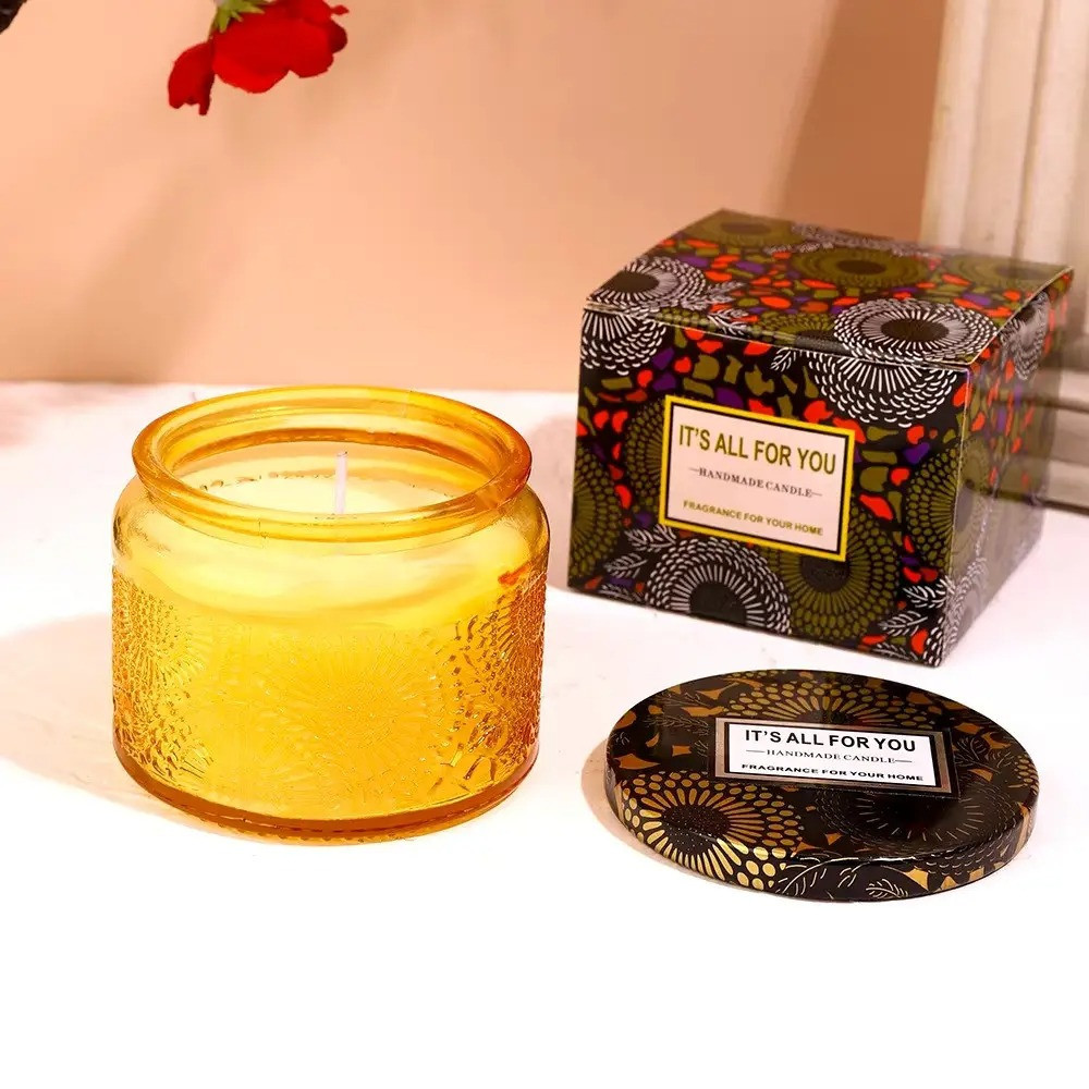 Свічка ароматична "Lavender" натуральна із соєвого воску без барвників у скляній жовтій чаші Кам'янець-Подільський - фото 1