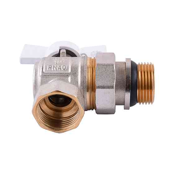 Кран кульовий кутовий з американкою Q PROFESSIONAL QP004 PN40 1″ антипротікання, Білий метелик Тернополь