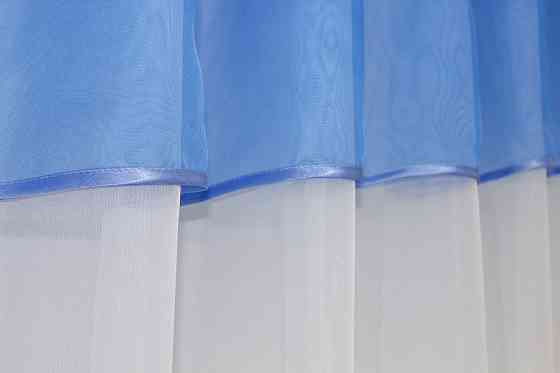 Кухонная занавеска VR-Textil № 047к голубой с белым 280х170 см (50-785) Киев