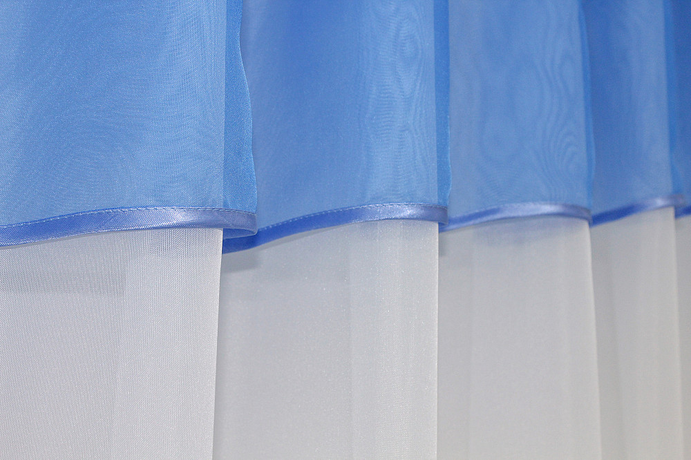 Кухонная занавеска VR-Textil № 047к голубой с белым 280х170 см (50-785) Киев - изображение 3