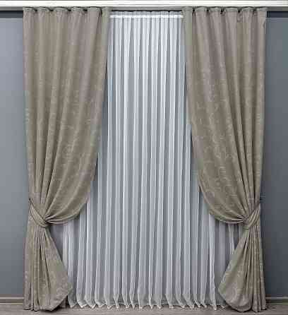 Комплект готовых штор VR-Textil Жаккард Allure № 1617ш Тауп 150х270 см 2 шт (33-0487) Киев