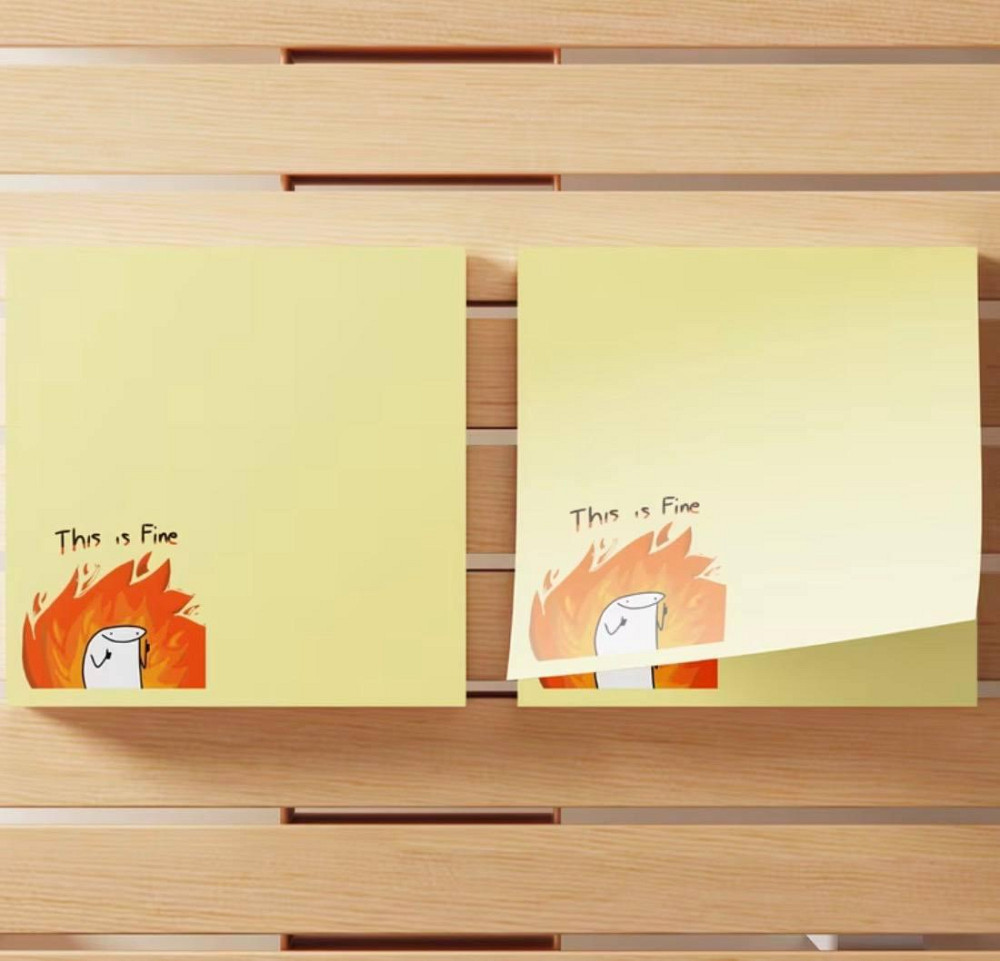 Набір липких нотаток 4 шт по 50 аркушів This Is Fine клейкі стікери Київ - фото 5