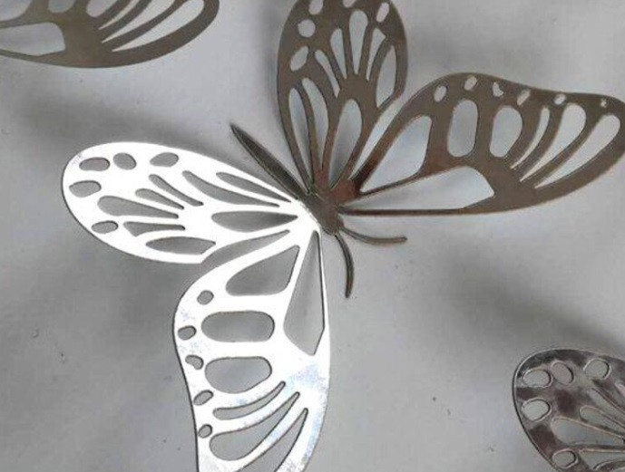 Бабочки серебро на скотче - в наборе 12шт. разных размеров, в комплект входит 2-х сторонний скотч Киев - изображение 2