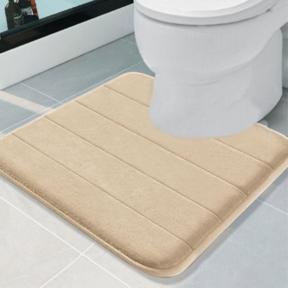 Современный коврик для ванной Aquarius с эффектом памяти U-образный контурный 50 х 50 см Бежевый в полоску Буча - изображение 1