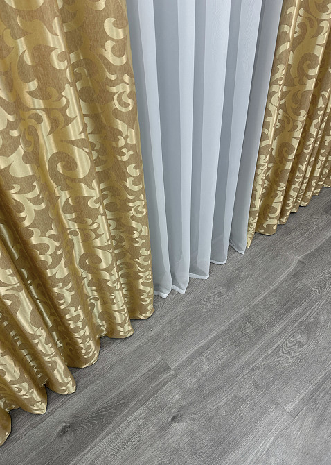 Шторна тканина жакард, колекція "Вензель", висота 2,7м колір золотистий 091ш Київ - фото 14