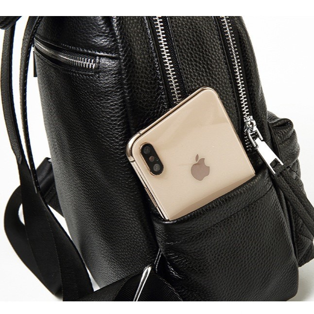 Жіночий шкіряний рюкзак міський 35х26х17, наплічник з натуральної шкіри, чорний Кам'янське - фото 4