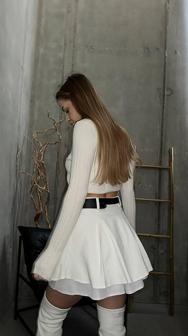 Женская стильная мини юбка-шорты джинс бенгалин + коттон Молочный, 42/44 Одесса - изображение 6