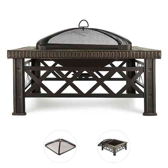 Чаша для огня Merano 75x75 см, дизайн плитки, черненая сталь (Германия, читать описание) Ровно