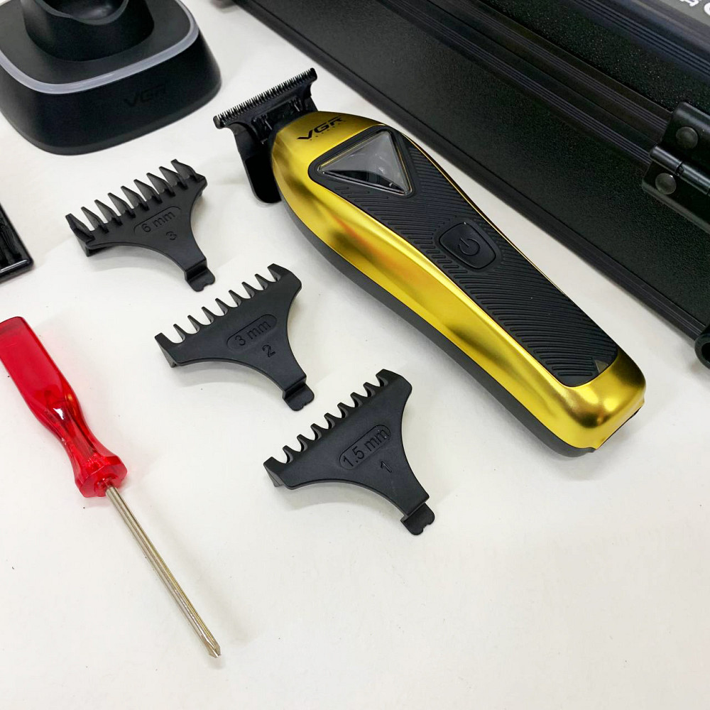 Професійна акумуляторна машинка для стрижки VGR, Машинка для стрижки волосся з різними насадками GN-55 Львів - фото 12