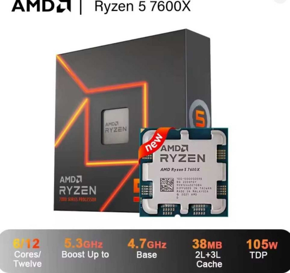 AMD Ryzen 5 7600X 4.7 GHz 6-Core 12-Thread CPU. Киев - изображение 1
