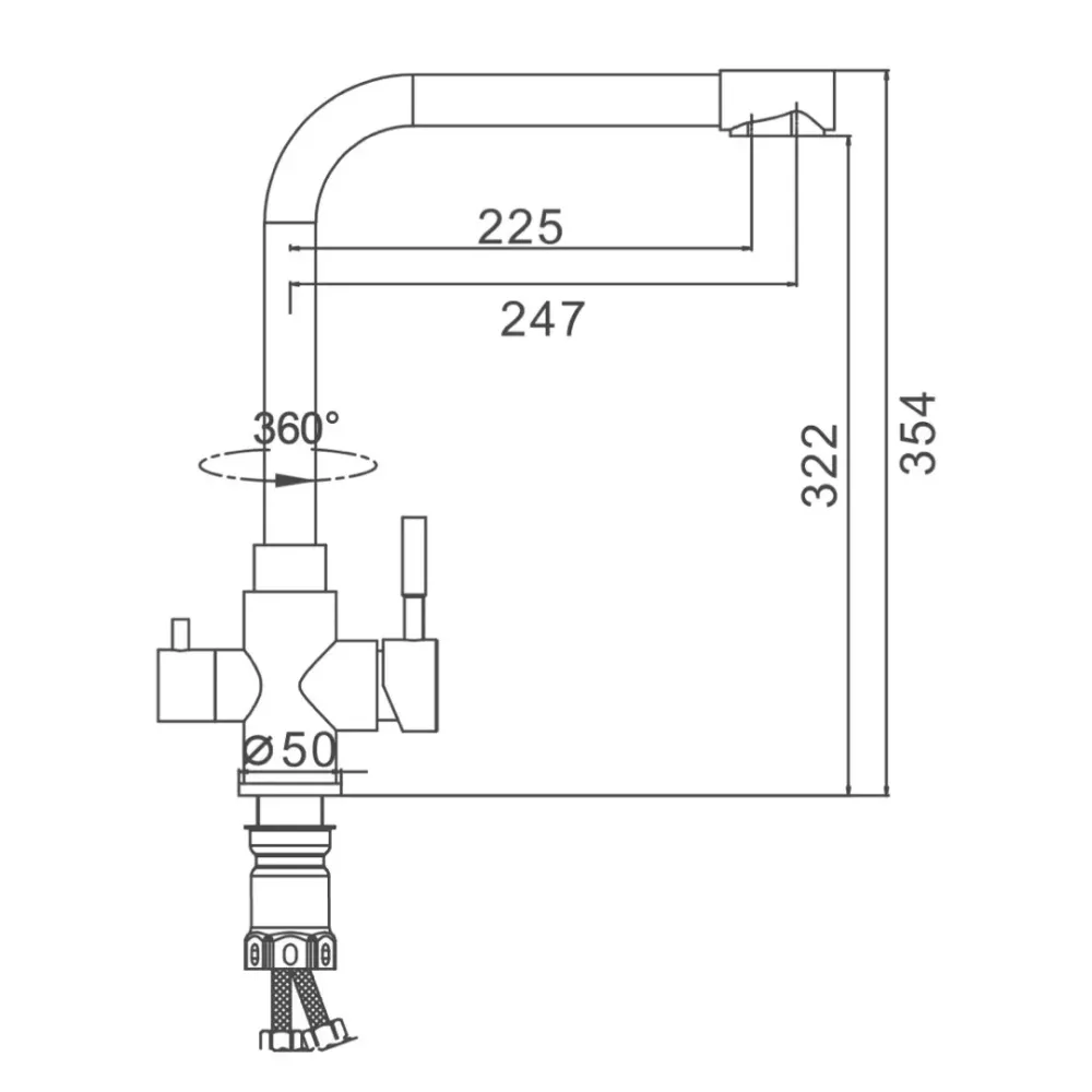 Змішувач для кухні з підключенням до фільтра Frap F43899-1 сатин Київ - фото 5