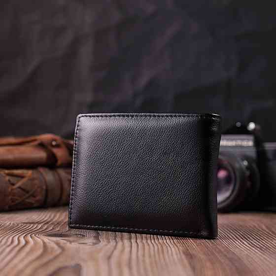 Кошелек-зажим из натуральной кожи Черный (ST Leather) Киев