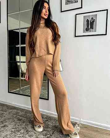 Женский теплый базовый костюм: кофта и брюки ангора рубчик Кемел Одесса