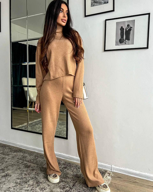 Женский теплый базовый костюм: кофта и брюки ангора рубчик Кемел Одесса - изображение 6