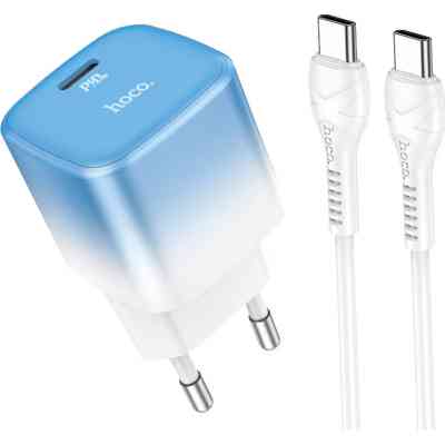 Зарядное устройство HOCO C101A USB-C PD20W + cable USB-C to USB-C Ice Blue (6931474769398) Винница