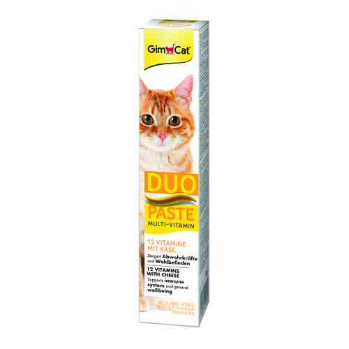 Паста GimCat DUO PASTE Multi-vitamin 12 vitamins with cheese для котів усіх порід 12 вітамінів та сир 50г Київ