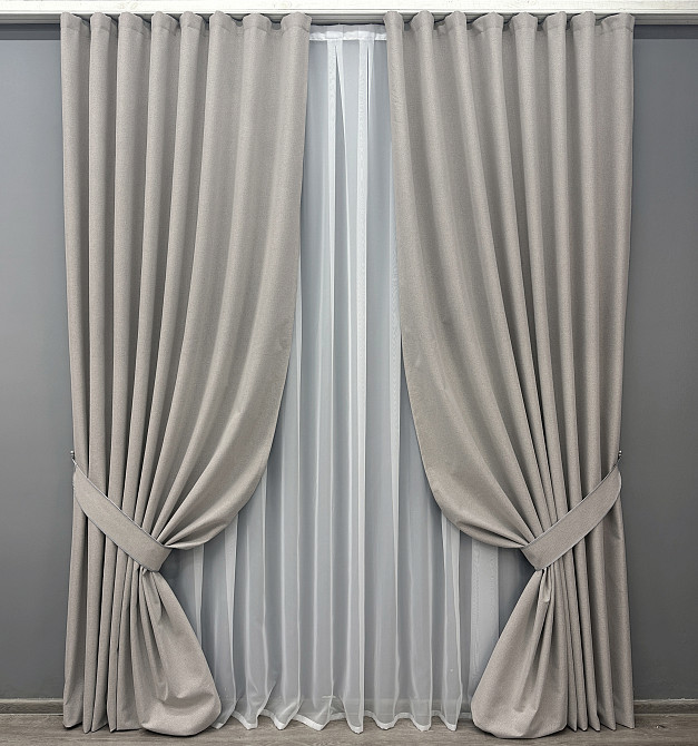 Комплект готових штор VR-Textil Блекаут двосторонній ASHEN NIGHT № 1847ш Тауп 150х290 см 2 шт (33-0888) Київ - фото 2