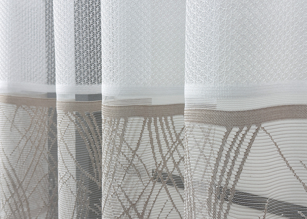 Короткий тюль VR-Textil 1944т Жаккард Белый с капучино 300х200 см (42-0884) Киев - изображение 6