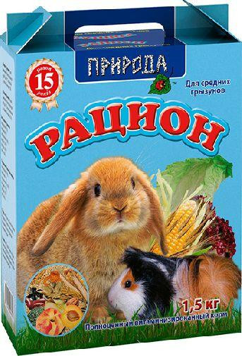 Полноценный корм для грызунов «Рацион» для средних грызунов 1.5 кг, Природа Винница - изображение 2