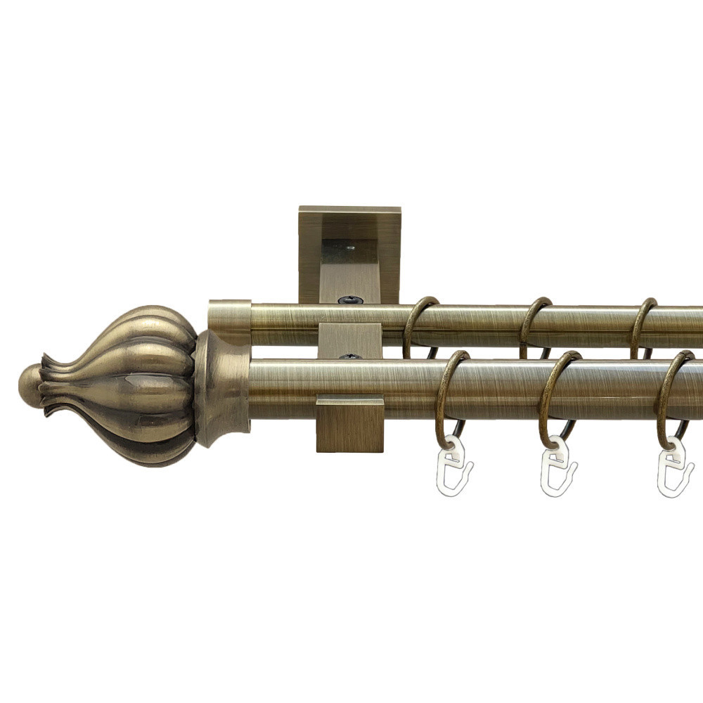 Карниз Orvit Таджа металевий дворядний техно гладка труба кільце металеве Антик 25\19 мм 300 см (00-00026055) Львів - фото 1