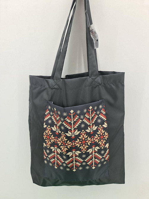 Сумка з кишенею "Вишиванка" 03 40х35 см ручка 60 см чорна горизонтальна (1 шт.) Харків - фото 2