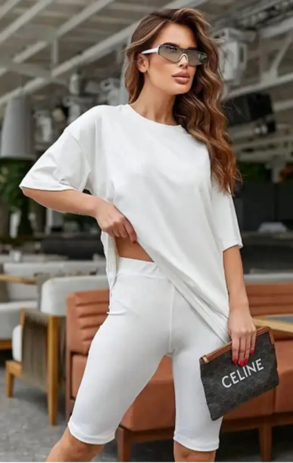 Костюм женский футболка с велосипедками 50/52 Белый Харьков - изображение 1