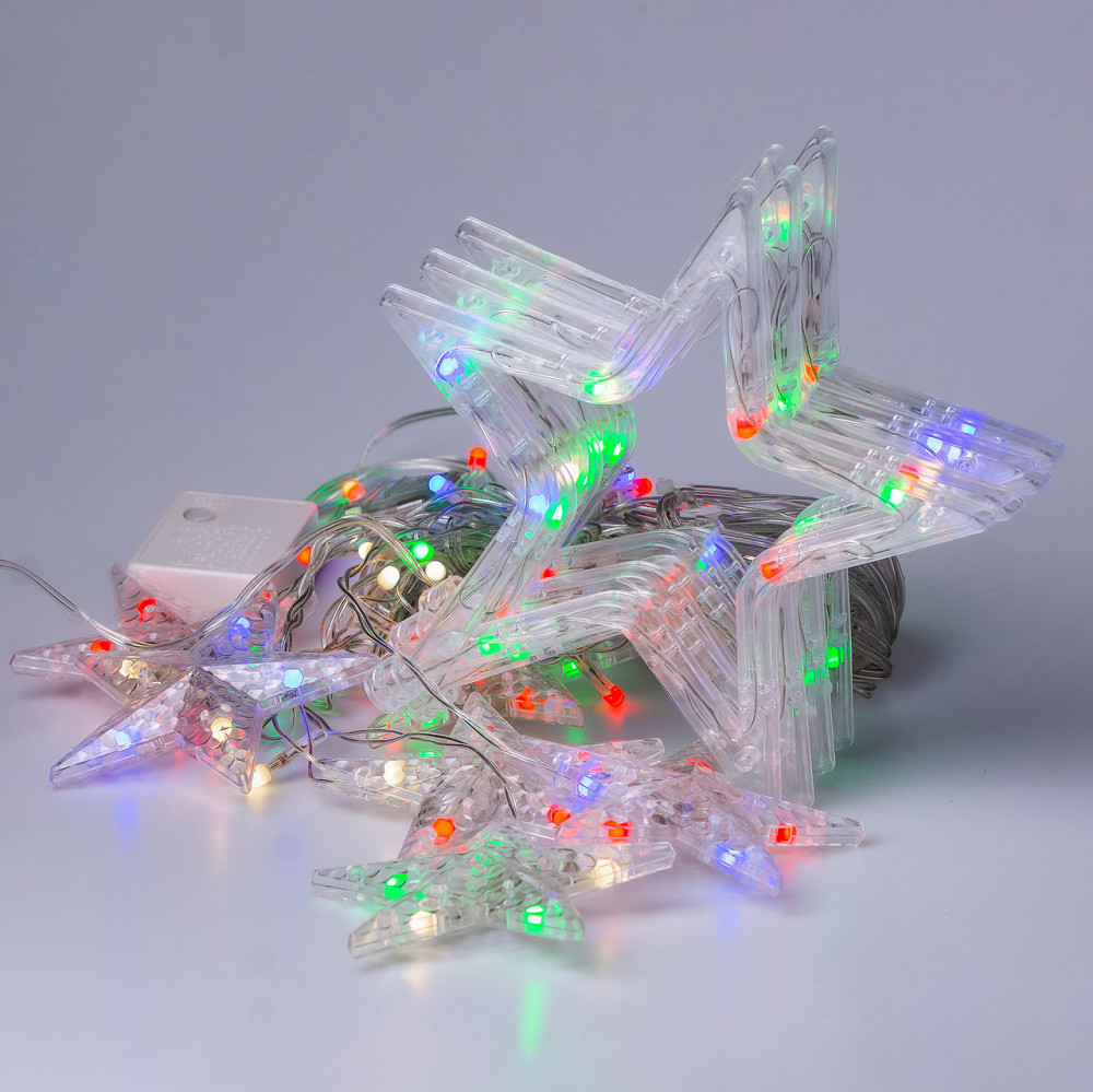 Гирлянда штора 3х0,7 м Звезды на 108 LED лампочек светодиодная 6 больших и 6 маленьких звезд 9 В 8 режимов 1733053ML Киев - изображение 8