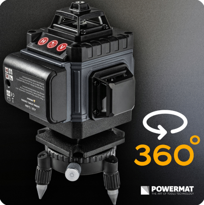 16-лінійний лазерний рівень 4D 360° Powermat 40м PM1492 (Польща) Київ - фото 2