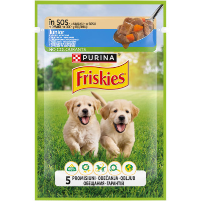 Вологий корм для собак Purina Friskies Junior з куркою та морквою у підливці 85 г (7613035800861/8445290751096) Вінниця - фото 2