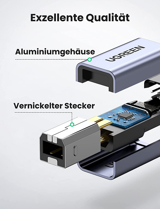 Переходник USB-C на USB-B Ugreen US382 для принтера, жесткого диска, док станции 20120 (Серый) Николаев - изображение 7