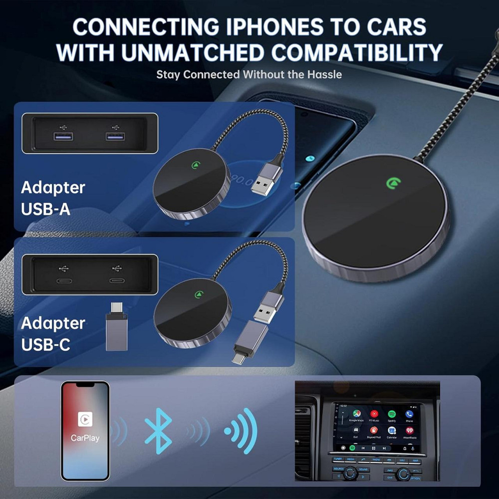 Бездротовий адаптер CarPlay Plug & Play, перетворення дротового Карплей для iPhone iOS 10+ для авто з 2015 року Київ - фото 4