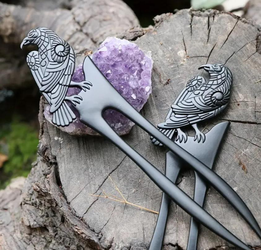 Элегантная винтажная заколка для волос с вороной в стиле Викингов из цинкового сплава. Киев - изображение 4