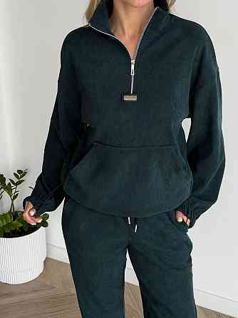 Женский стильный повседневный костюм двойка трикотажный ольвет Зеленый, 46/48 Одесса