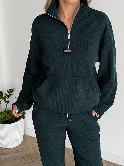 Женский стильный повседневный костюм двойка трикотажный ольвет Зеленый, 46/48 Одесса - изображение 1