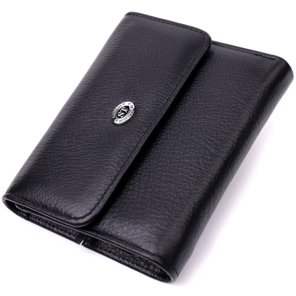 Жіночий шкіряний гаманець з монетницею, чорний (ST Leather) Київ - фото 19