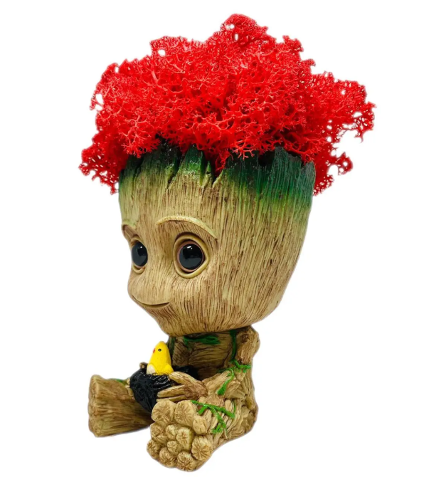 Горщик Грут Groot G9 Малюк з птенцем + стабілізований мох (Червоний) Вінниця - фото 4