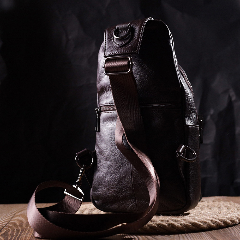 Зручна чоловіча сумка через плече з натуральної шкіри Vintage 21306 Коричнева Київ - фото 2