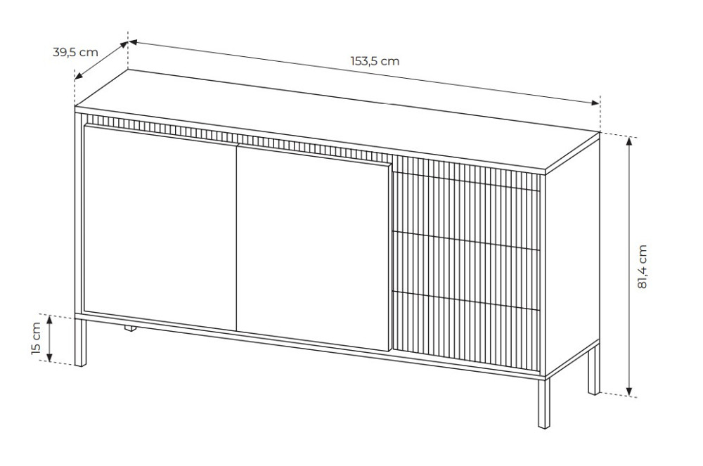 Комод Perfect Home Сенсо / Senso 2-дверний з 3 шухлядами 2D3S/153 Беж (PFH-091107) Дніпро - фото 4
