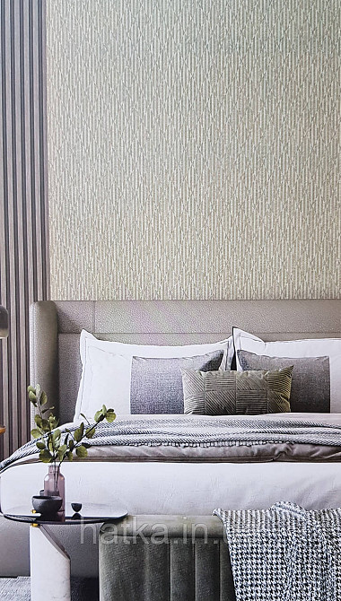 Обои виниловые на флизелине AdaWall Omega1.06х10 геометрия 3д фигуры полосы под бамбук зеленые золото 23205-4 Киев - изображение 1