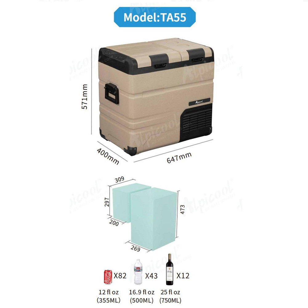 Компрессорный автохолодильник Alpicool TA55 (LG Compressor). Двухкамерный. До -20℃. Питание – 12, 24, 220 Черкассы - изображение 11