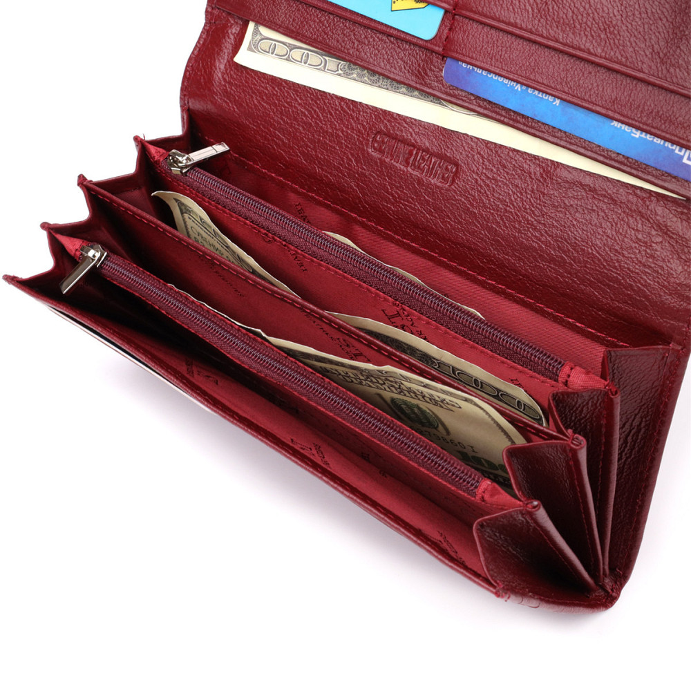 Женский кошелек с карманом для телефона из натуральной кожи ST Leather 23069 Бордовый Киев - изображение 7