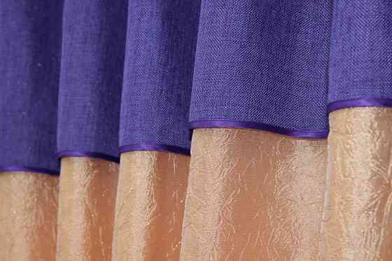 Кухонные шторы VR-Textil № 073к с ламбрекеном и подхватами персиковый с фиолетовым 270х170 см (52-0139) Киев