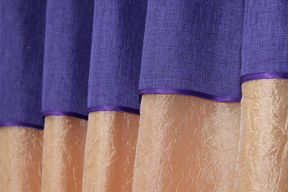 Кухонные шторы VR-Textil № 073к с ламбрекеном и подхватами персиковый с фиолетовым 270х170 см (52-0139) Киев - изображение 4